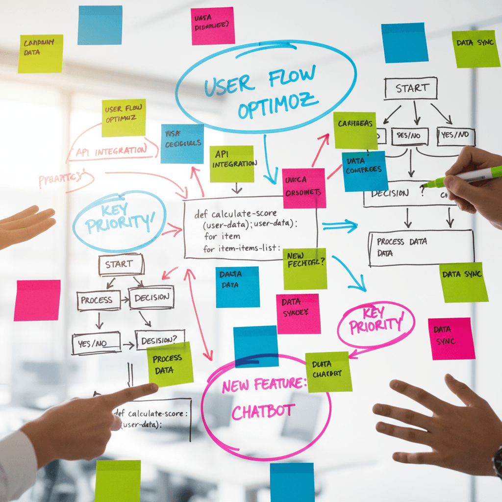 Customer journey map sketched on a whiteboard