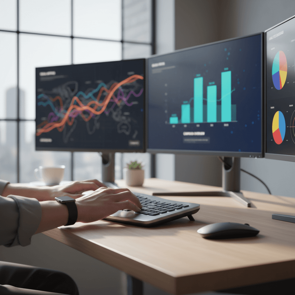 Analyst adjusting campaign analytics dashboard on laptop